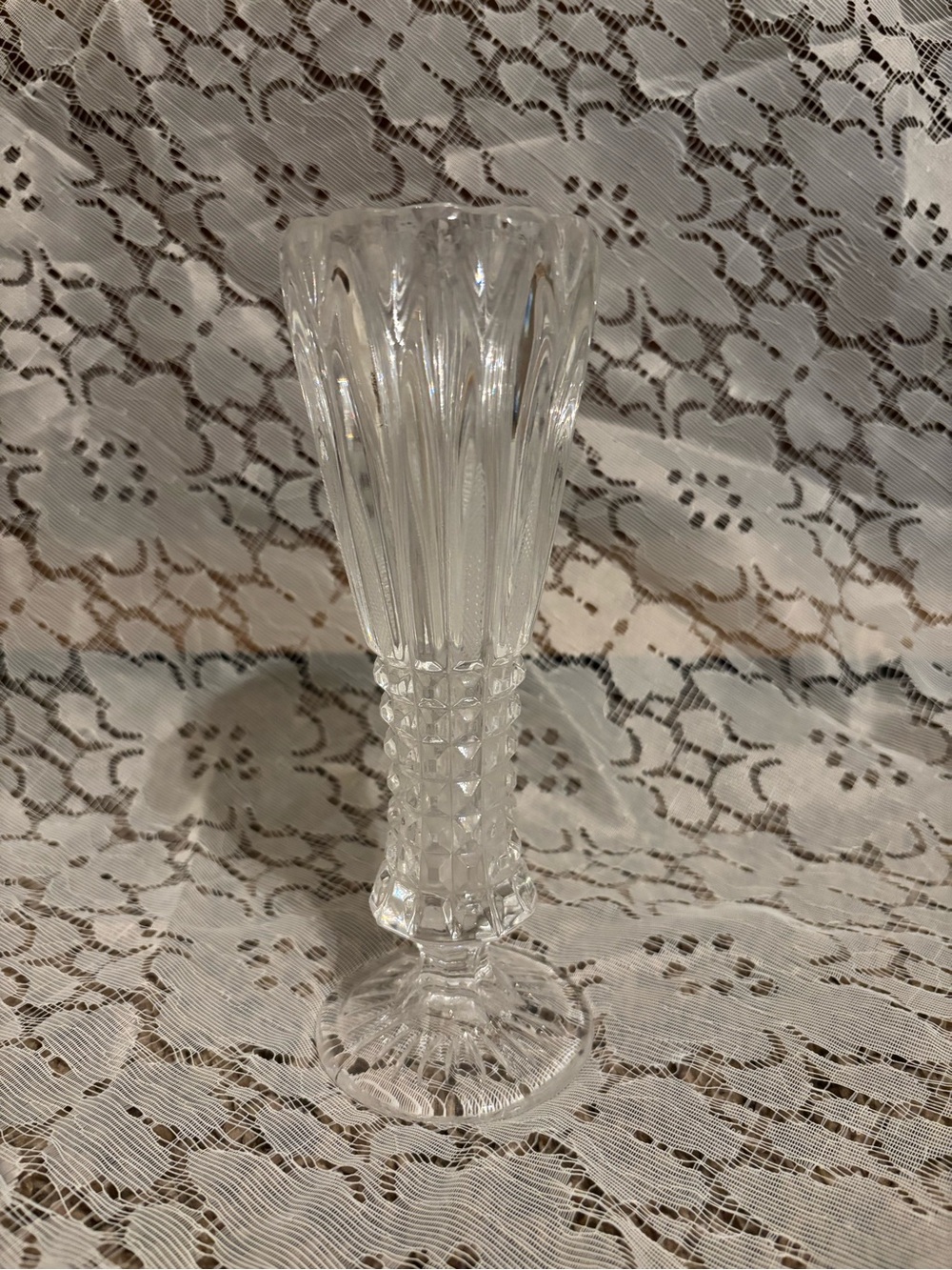 Crystal Clear Pressed Glass Bud Vase - Clear